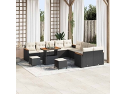 Vidaxl Conjunto De Sofá De Jardim 13 Unid. 12-número De Lugares Preto