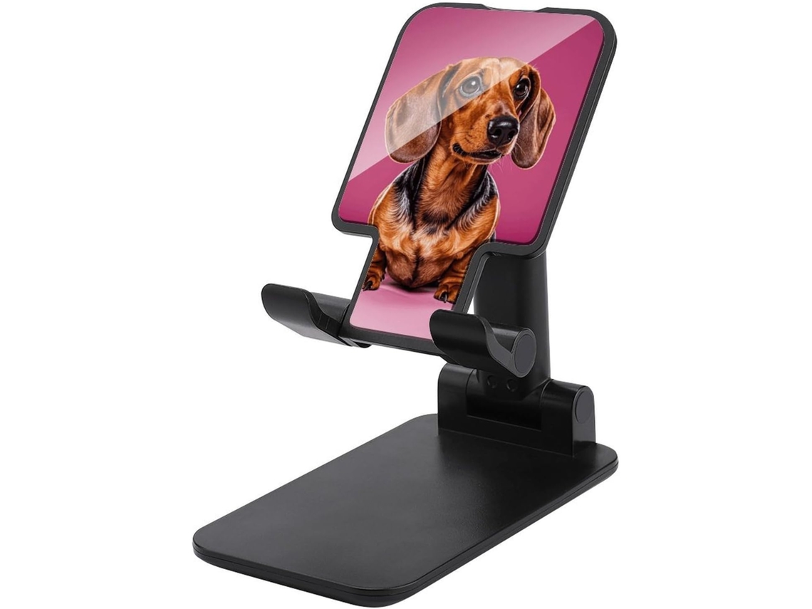 Suporte Dobrável E Ajustável Para Celular Em Formato De Dachshund Salsicha, Ideal Para Mesas Portáteis, Com Base