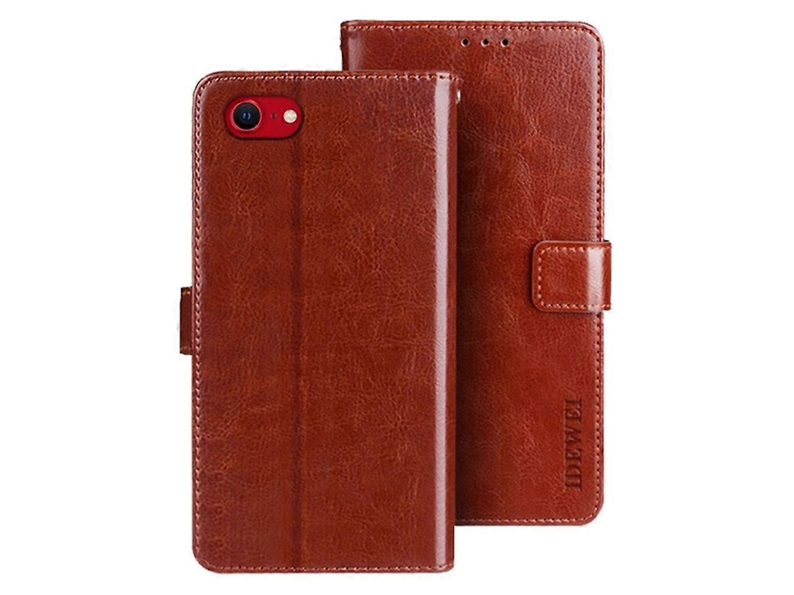 Capa De Couro Com Textura Crazy Horse Para Iphone 16e - Marrom