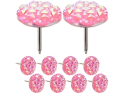 Tachinhas decorativas rosa, figuras de resina e metal para quadrados de cortiça, 30 unidades, imitando pedras preciosas.
