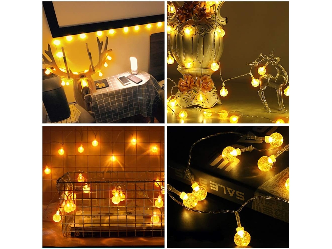 Cordão de Luzes Led em Formato de Bola Cristal com Pequenas Bolhas Ar, 10 Metros BRILVIBERA