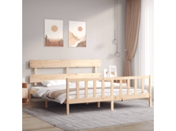 Vidaxl Estrutura De Cama Super King Size Com Cabeceira Madeira Maciça