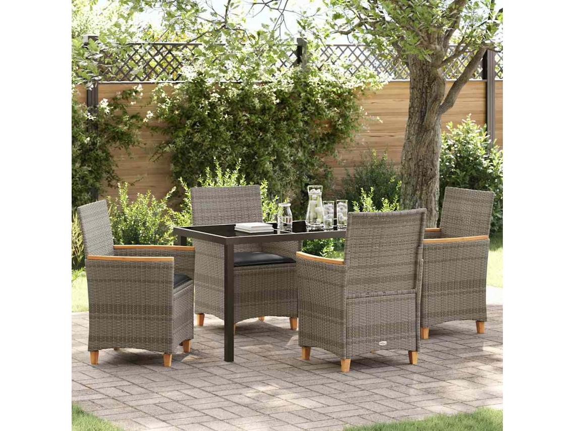 Vidaxl Conjunto De Jantar Para Jardim 5 Unid. Cinzeto Vime Pe