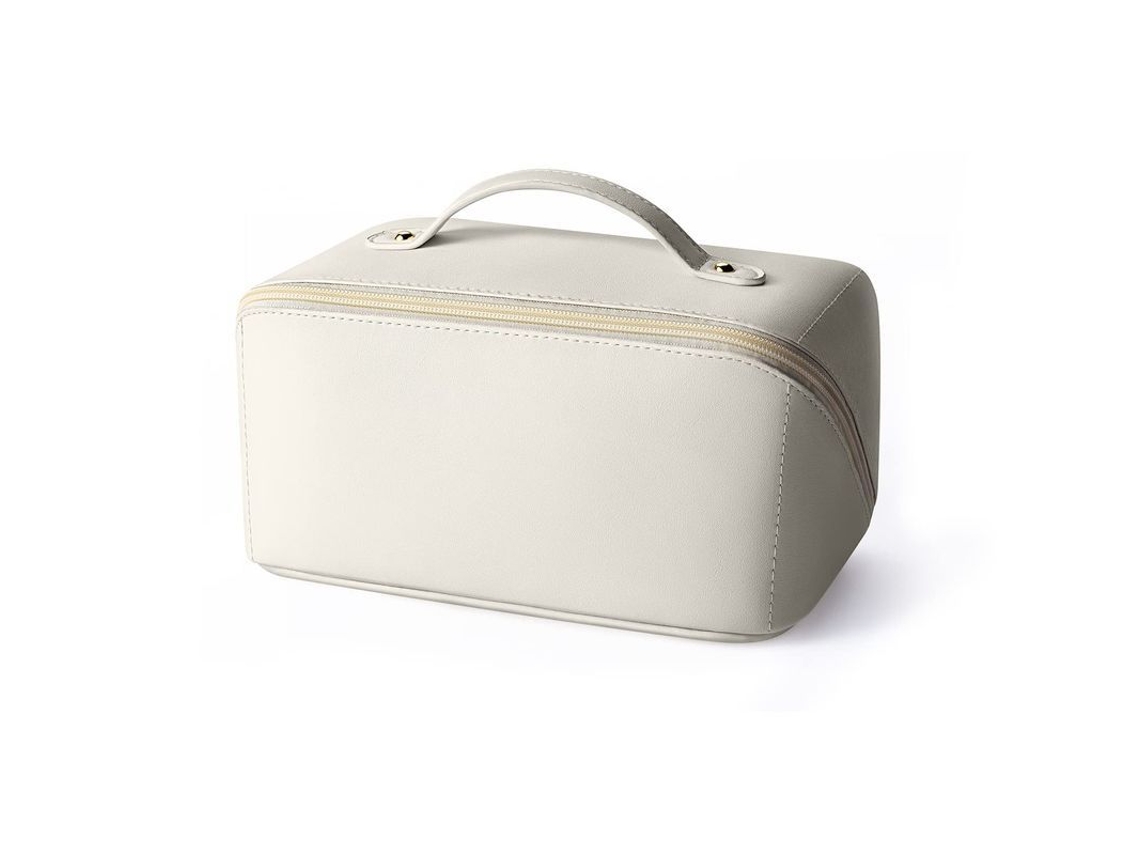 Bolsa De Viagem De Maquiagem Portátil Em Pu, Impermeável, Grande Capacidade Para Organizar Cosméticos E Acessórios (branco)