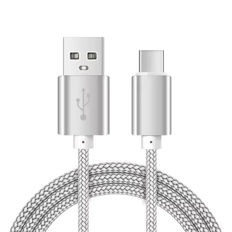 Cabo De Dados Trançado Universal Usb Tipo C Para Carregamento Rápido De Celulares (prateado, 3 M).