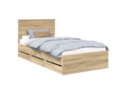 Conjunto 1 Estrutura De Cama Moderna Vidaxl Castanho Derivados De Madeira (100 X 200 Cm)