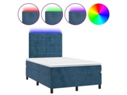 Cama Box Spring com Colchão LED Veludo Azul Escuro MAISON EXCLUSIVE (120x200 cm)