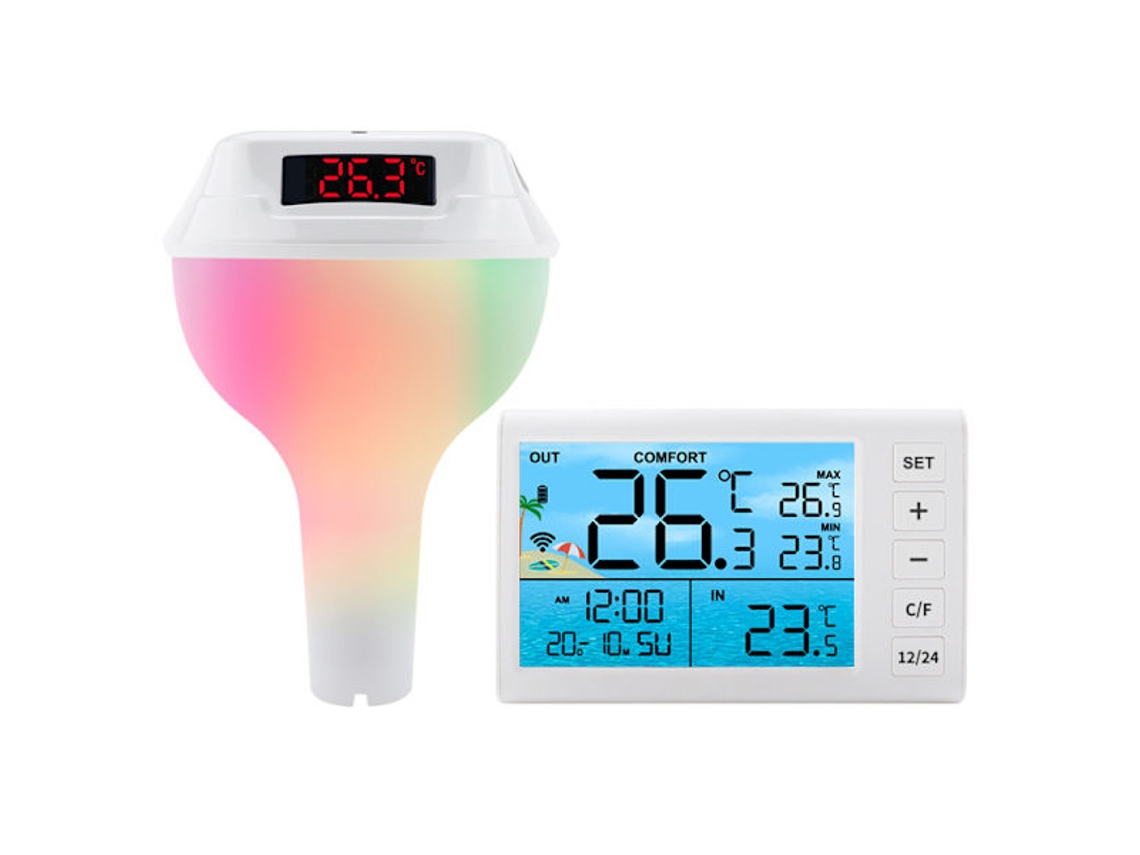 Termômetro Digital Flutuante AQUAFORGE com Led, Ip68, Branco para Medir Temperatura da Água em Piscinas, Spas