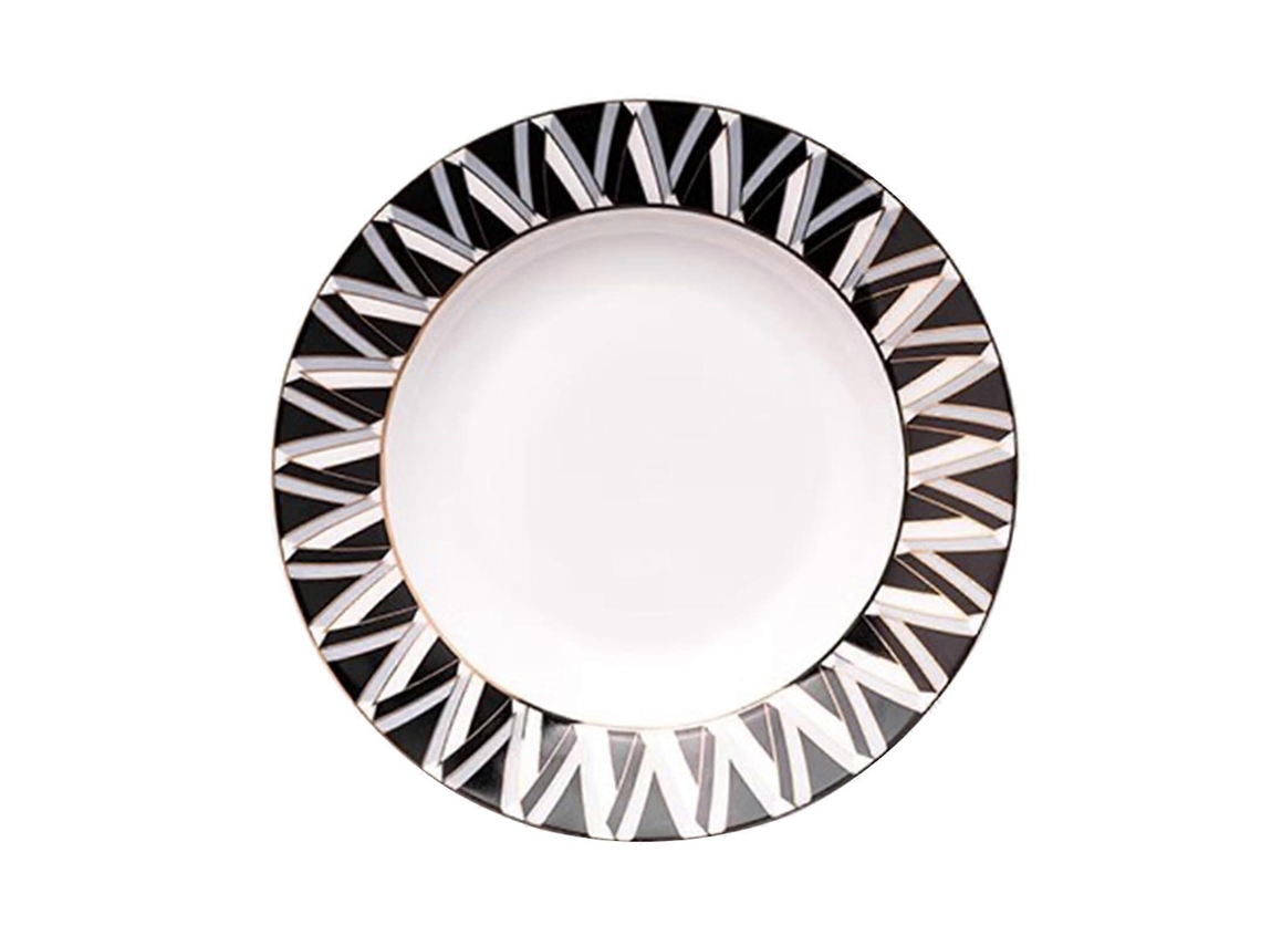 Pratos De Jantar De Cerâmica Com Design Criativo E Estampa, Prato Redondo Branco Para Salada E Massa, 20,5 Cm, Fácil De Limpar.