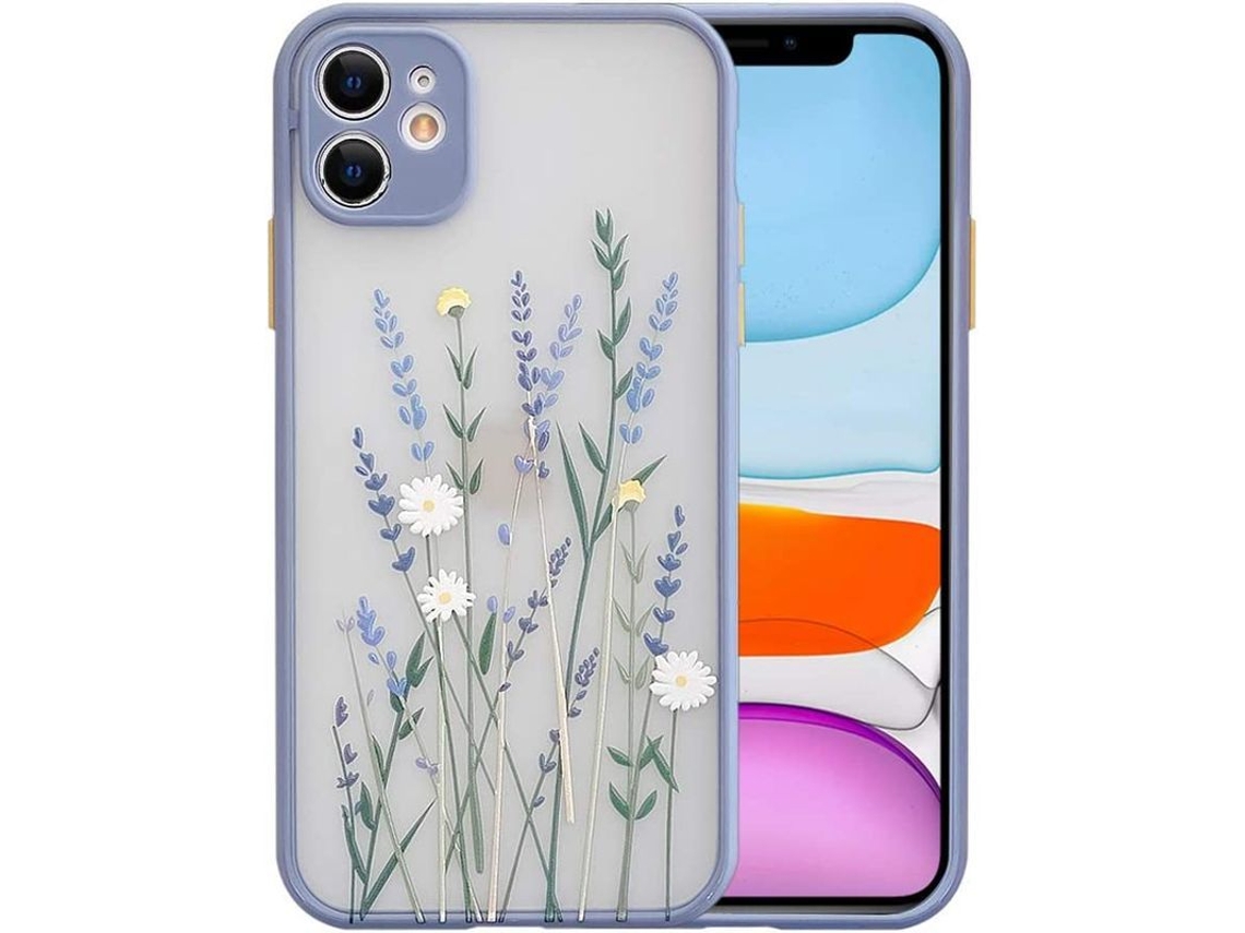 Yuru capa para Iphone 11 6.1 Polegadas Floral Clara com Pc Mate e Tpu Macia Proteção Fina Compatível com Carregamento Sem Fio