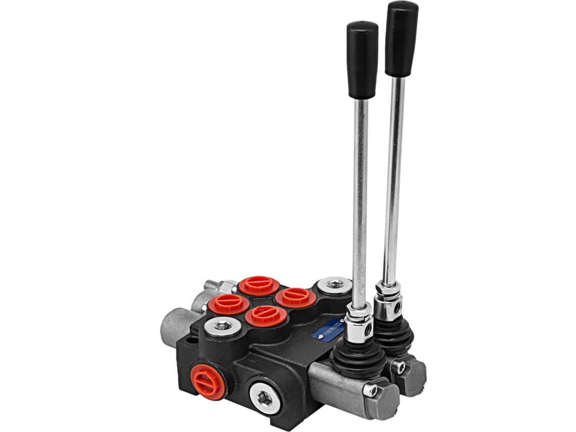 Válvula de Controle Direcional Hidráulica 2 Carretéis 11 Gpm, Carretilha Cilindro Dupla Ação, Hidráulico 41 X 13 6,5 Cm, com Alívio Ajustável