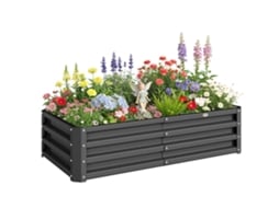 Floreira Elevada Aço Galvanizado 120x60x30,5cm Cinzento