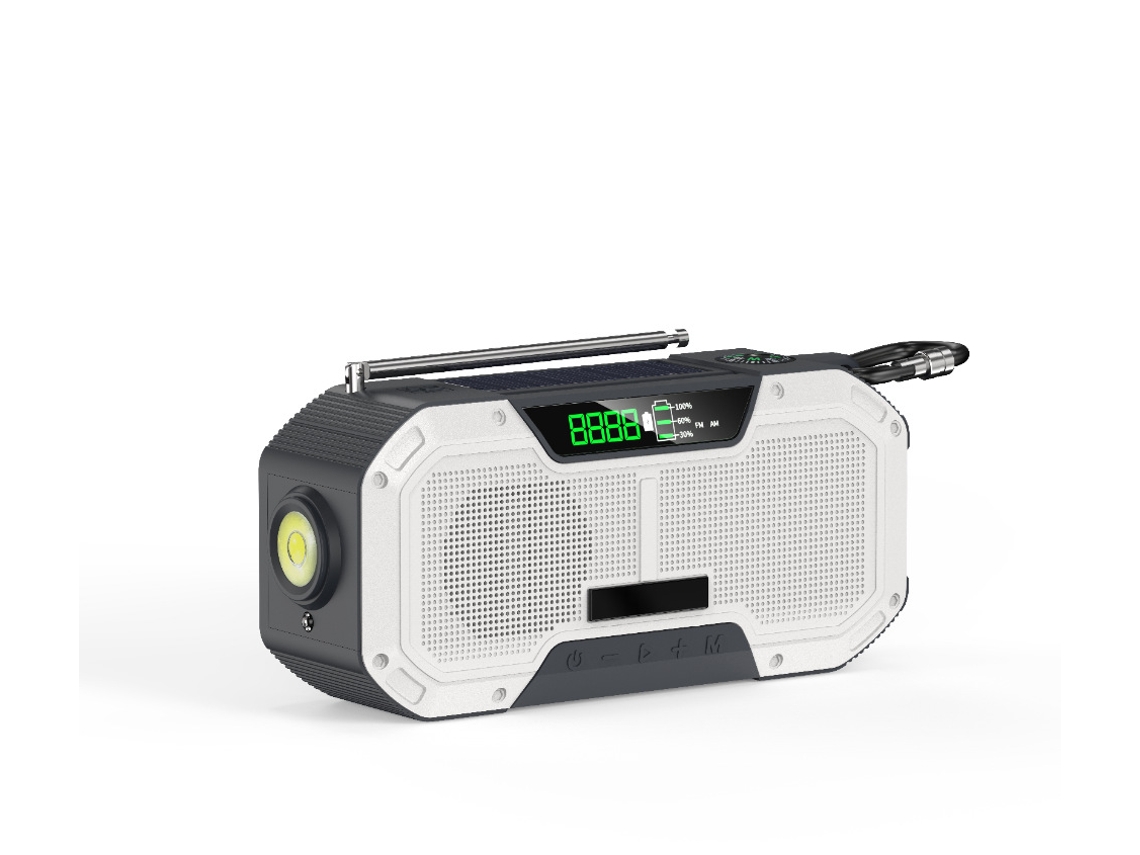 RÁDIO SOLAR, LED, METEOROLÓGICO, ENERGIA, BRANCO AQUAFORGE
