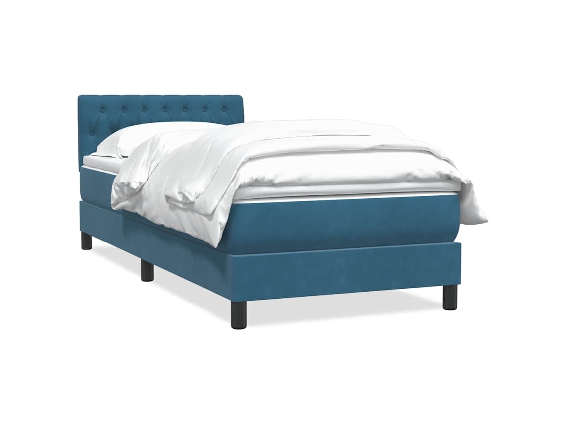 Cama com Molas/colchão 80x220 Cm Veludo Azul escuro MAISON EXCLUSIVE