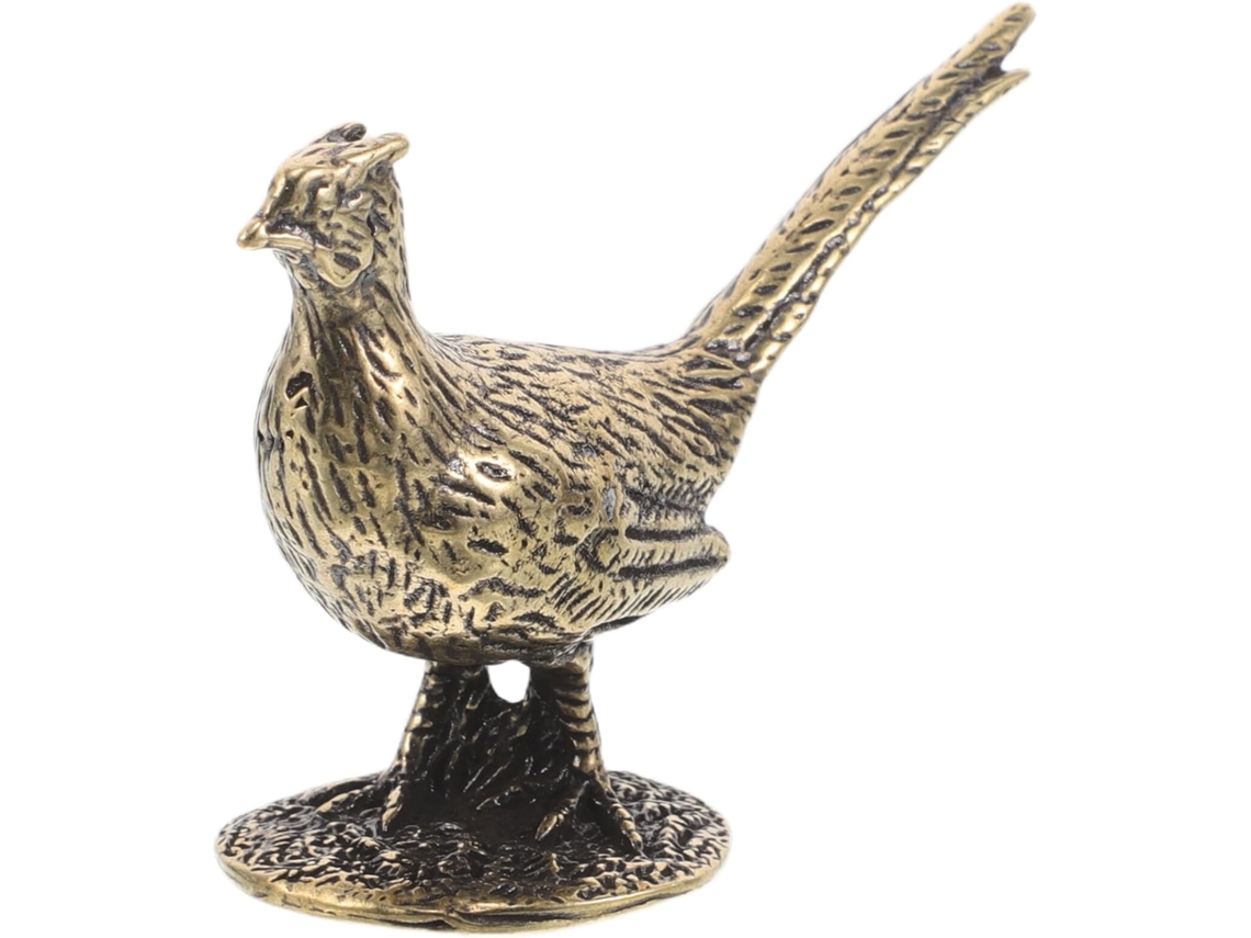 Estatueta de Faisão em Latão da Ounona com Base, Decoração Versátil para Mesa em Casa, Ao Desbotamento e Ao Desgaste, CHABERLU