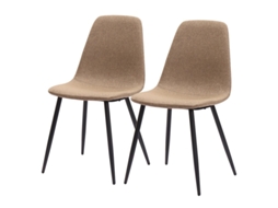 Conjunto de 2 cadeiras de jantar minimalistas, tecido, metal, cáqui escuro. VELTRIX