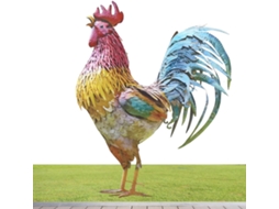 Escultura de Galo em Metal, Arte Decorativa para Jardim Estátuas de Galinhas para Jardim 30 Cm de Altura, Ornamentos CHABERLU