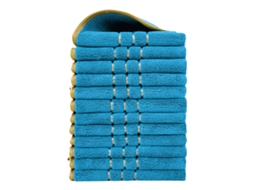 Conjunto de 12 Peças Toalhas de Mão em Fleece Coral, Macias e Absorventes,azul Pavão,34x34cm GERTIZ