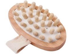 Escova De Banho Massageadora Madeira Soimiss Com Cabeça Redonda, Escova De Chuveiro Esfoliante Para Remover Pele Morta