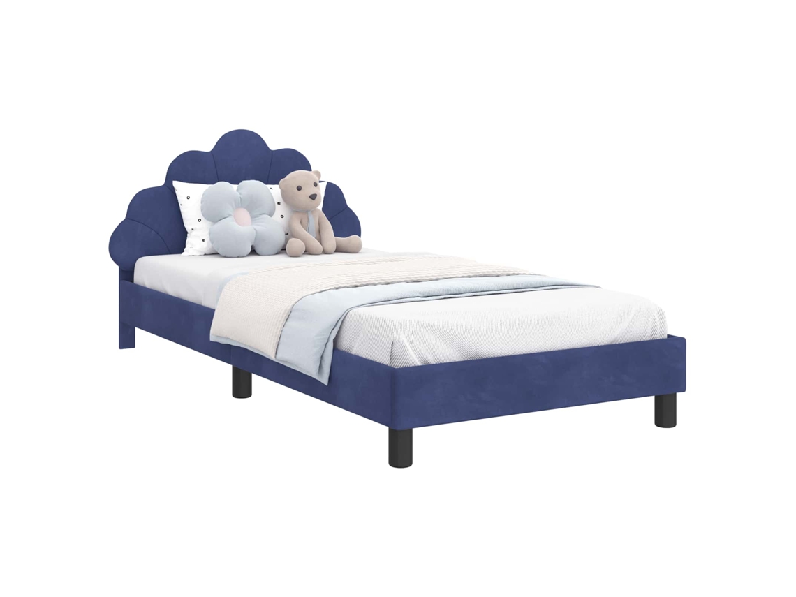 Cama De Solteiro | Camas Para Quarto | Estrutura De Cama Infantil Com Cabeceira Azul Polícia Veludo