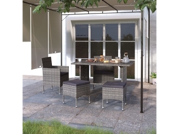 Vidaxl 4 Pcs Conjunto De Cadeiras E Bancos De Jardim Vime Pe Cinzento