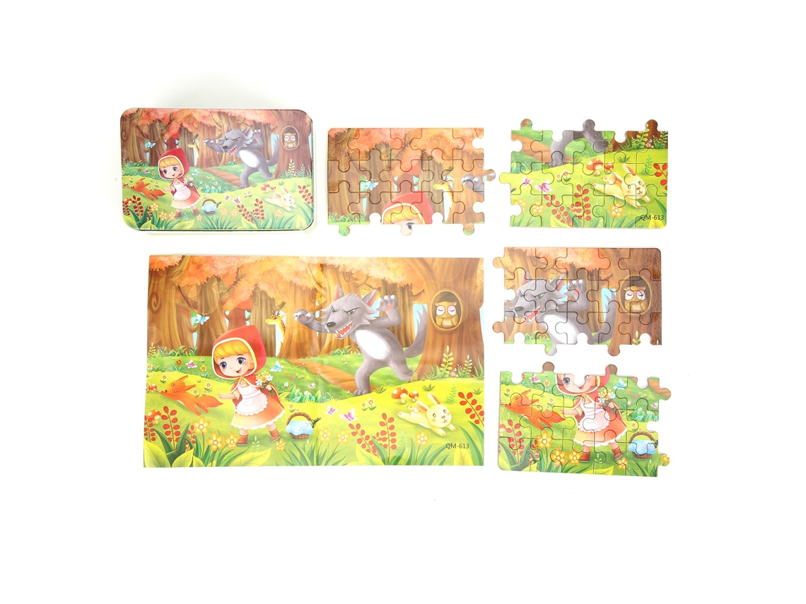 Ats 60 Peças de Quebra cabeça para Crianças Imagens Cartoon Cute Brinquedo Presente com Caixa de Ferro2