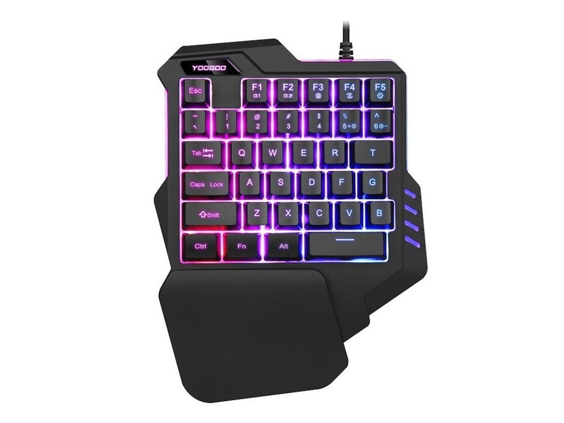 Yuru teclado Gamer de uma Mão Teclado Mini Portátil com 35 Teclas e Iluminação Rgb Controle Ergonômico para Pc Mac