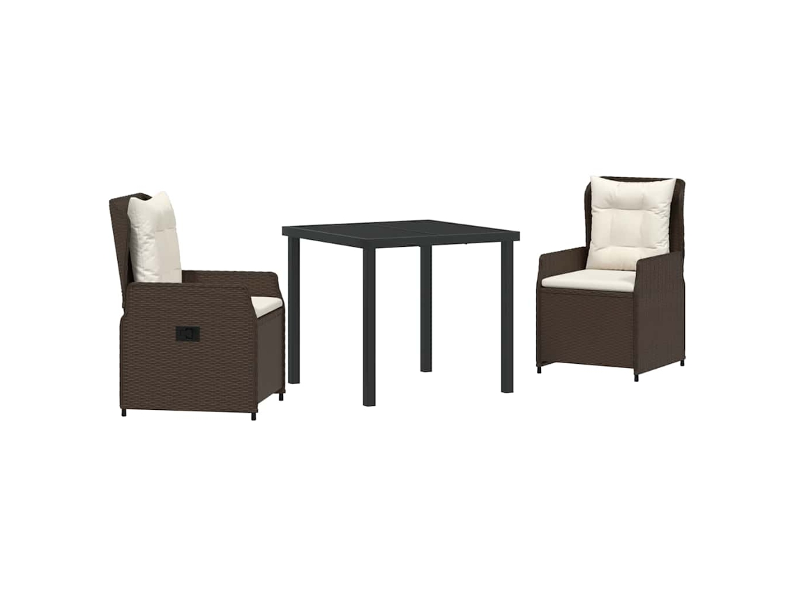 Conjunto Jantar para Jardim 3 Peças Castanho Vime Pe MAISON EXCLUSIVE