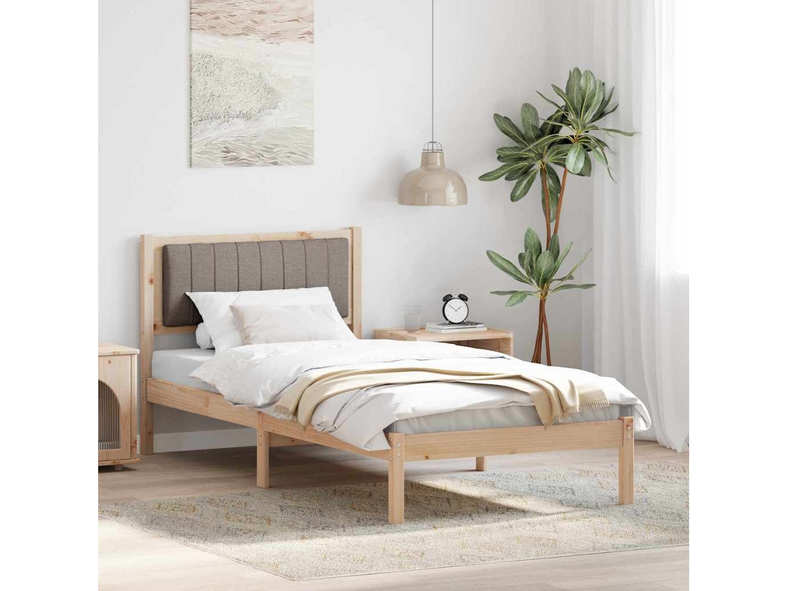 Vidaxl Estrutura De Cama Com Cabeceira Estofada Cinzento-acastanhado