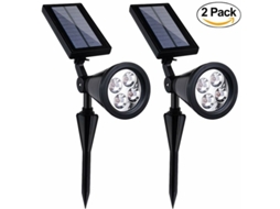 Conjunto de 2 Luminárias Solares para Paisagismo, com 4 Leds de Cor Única e Alta Intensidade AQUAFORGE