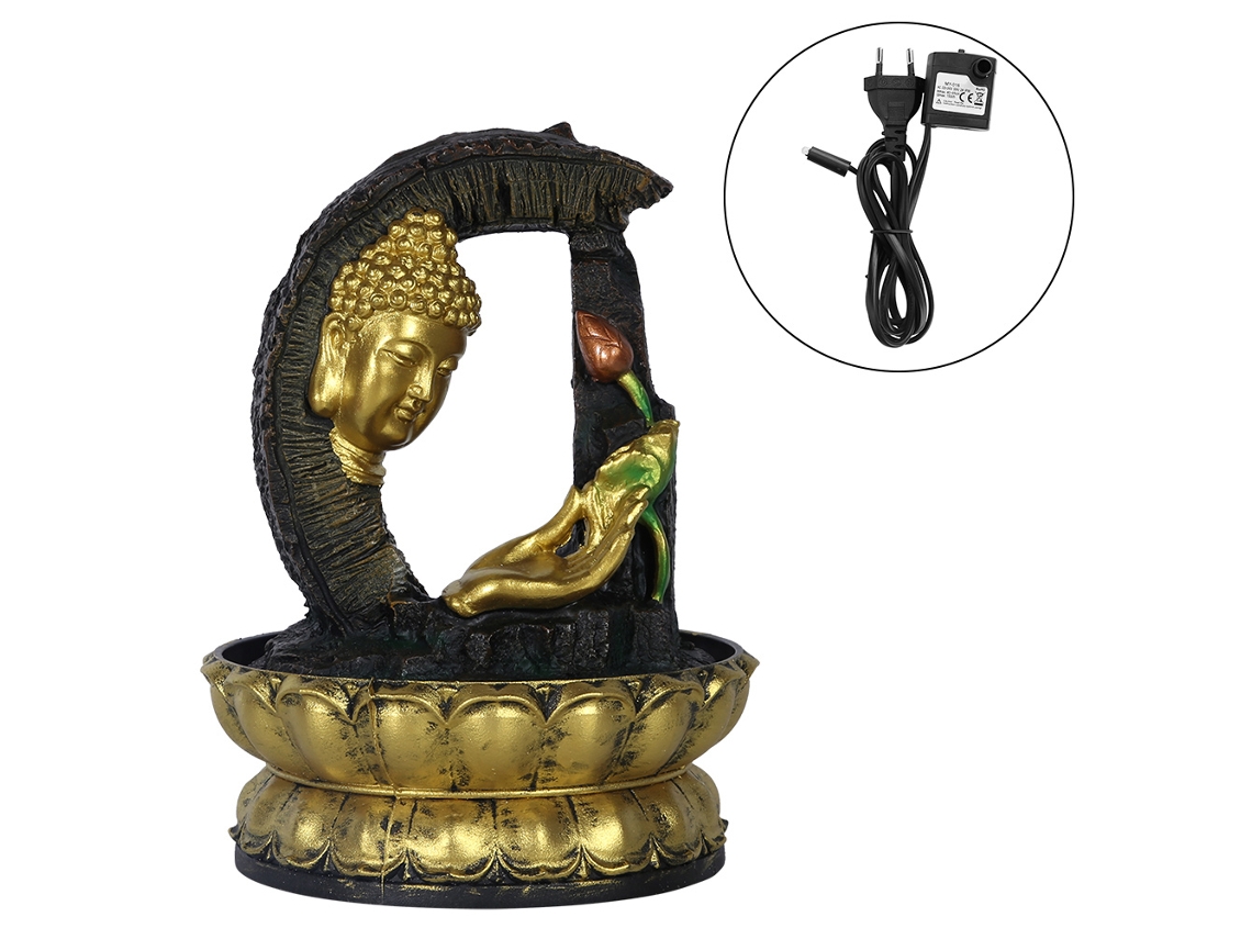 Estátua Buda Dourado Fontainha Mesa Decoração