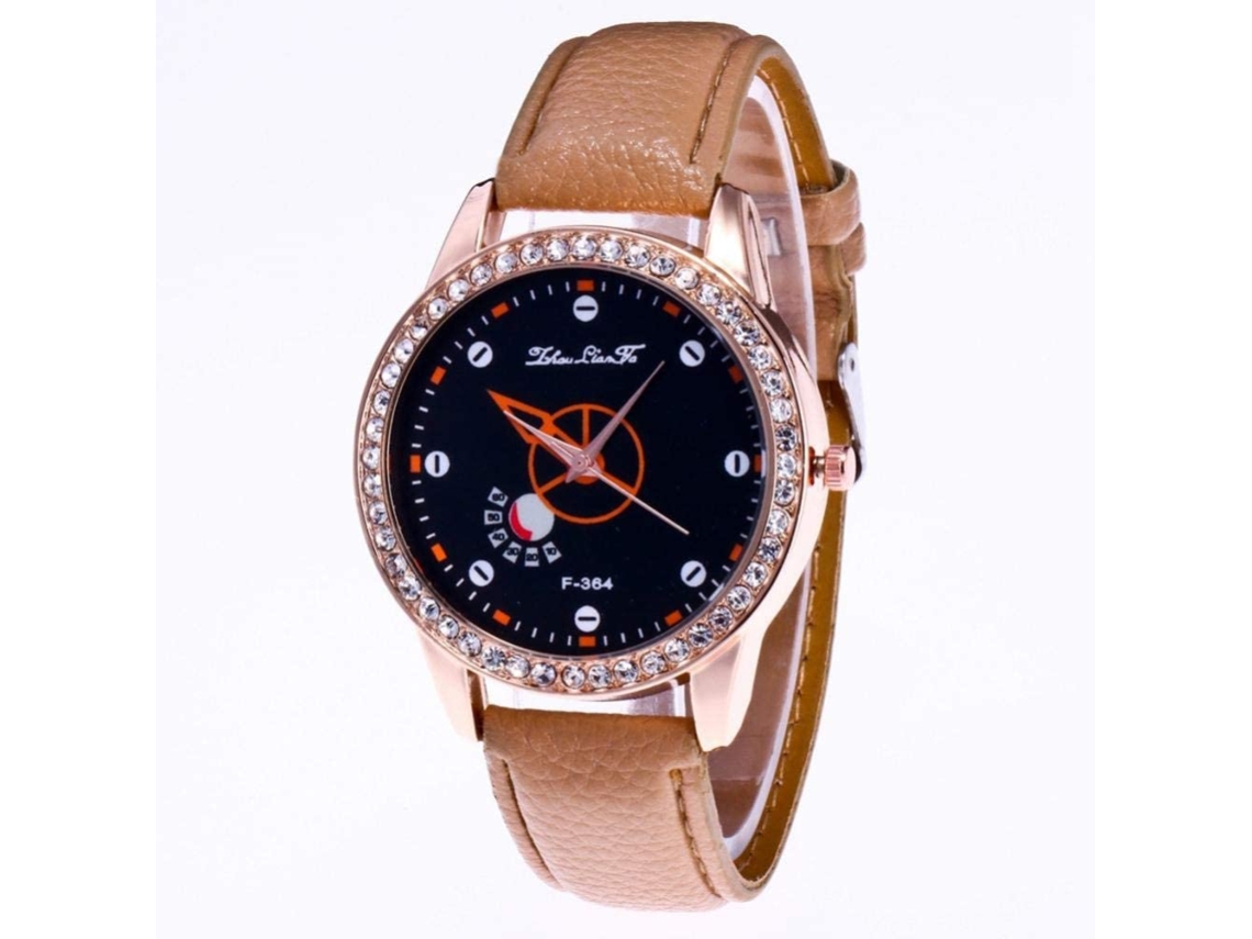 Reloj De Pulsera De Quartzo Con Piedras Strass Unisex Pareja Zhoulianfa (beige)