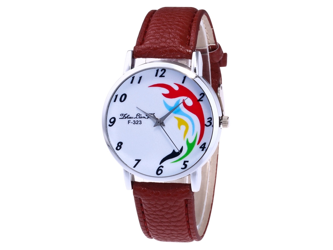 Relógio de Pulso Analógico de Quartzo com Pulseira Pu Fashion Café