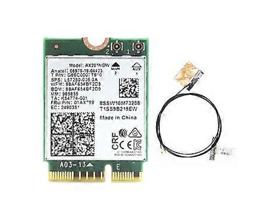 Placa Wifi Ax201 Ax201ngw Com 2 Antenas M.2 Cnvio2 2.4 Ghz/5 Ghz Wifi 6 3000 Mbps Bluetooth 5.1 Adaptador Wifi Para Win10 Slowmoose