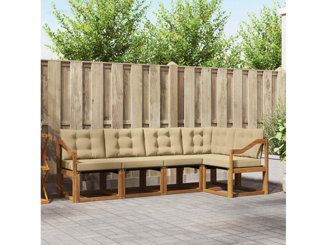 Vidaxl Conjunto De Sofás Para Exterior 5 Unid. Natural E Bege