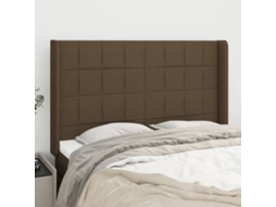Vidaxl Cabeceira Cama C/ Abas Tecido 147x16x118/128 Cm Castanho-escuro