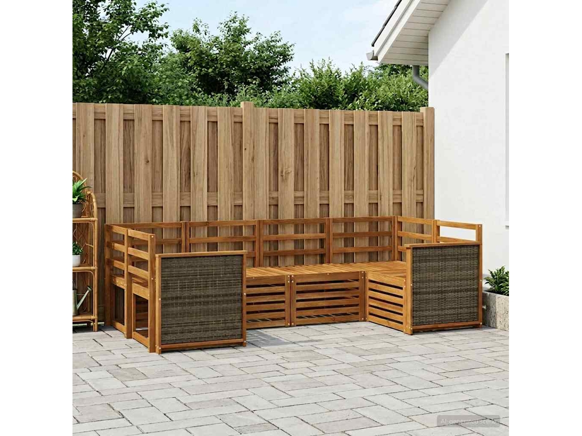 Vidaxl Conjunto De Sofá Sectional 5 Pcs Natural