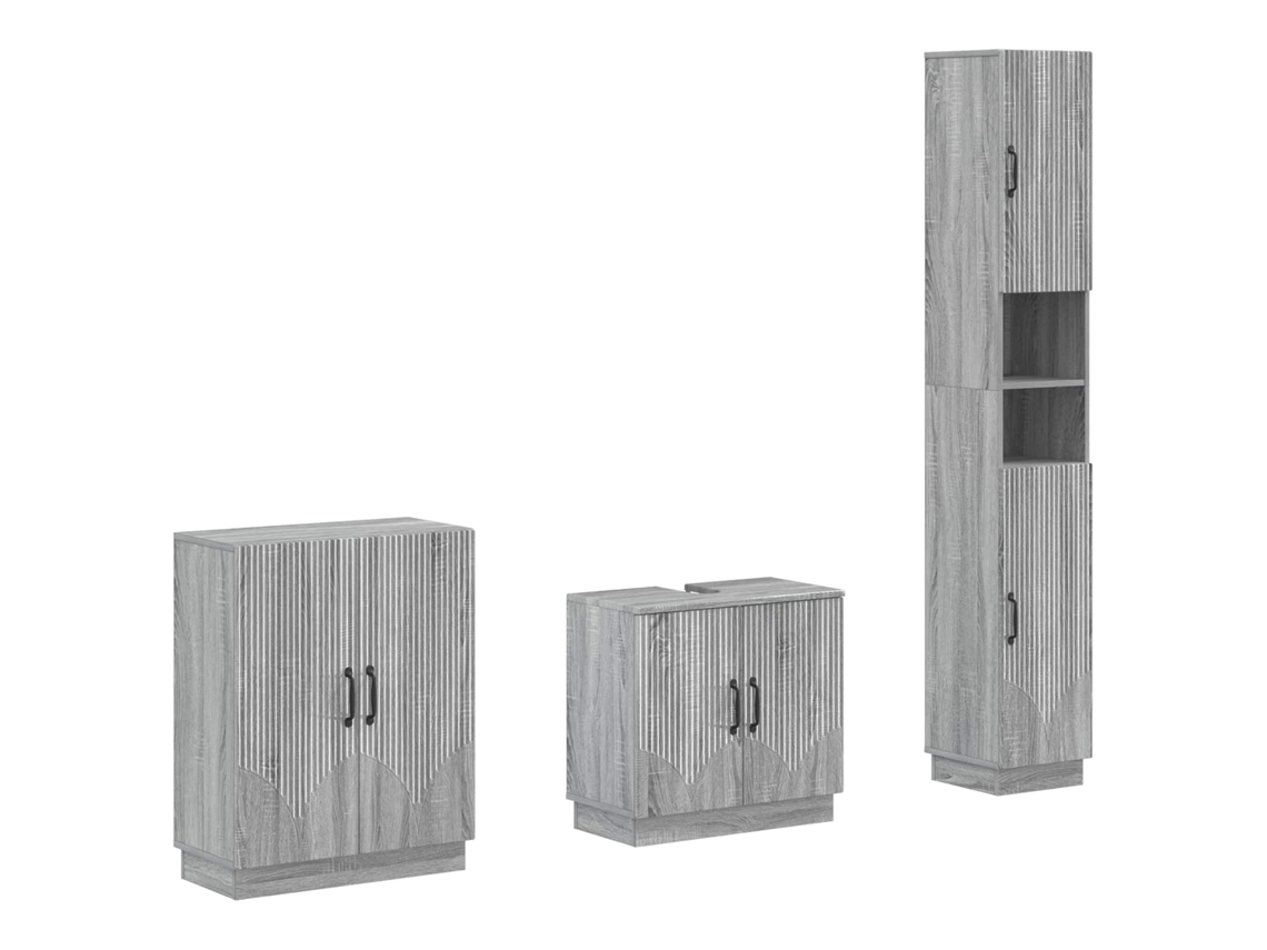 Vidaxl Conjunto De Armários Para Banheiro Com 3 Peças Hoorn