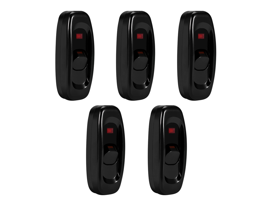 Interruptor De Fio Com Indicador Led Para Lâmpada Mesa Ac 250v 10a Preto