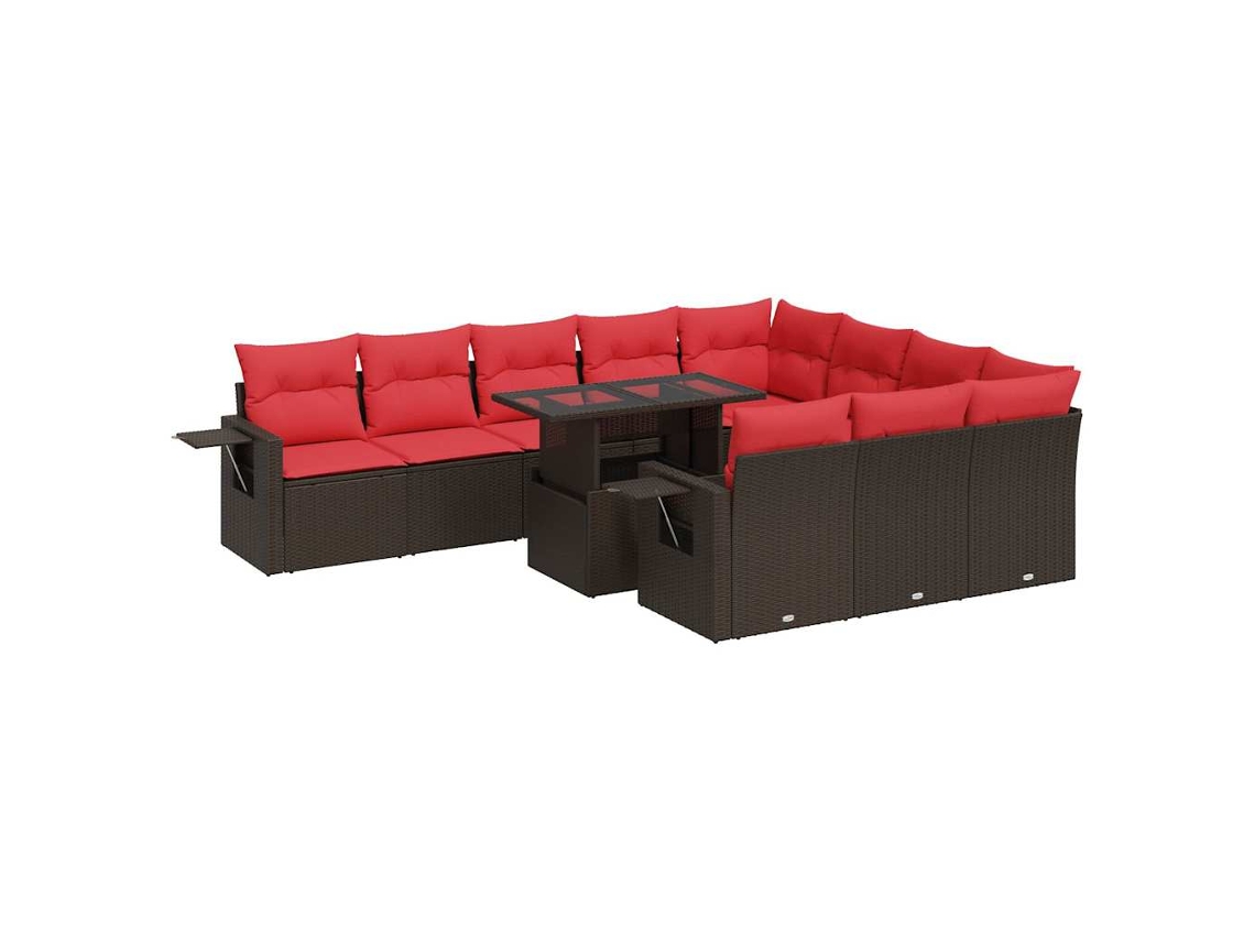 Conjunto de 11 Sofás Jardim com Almofadões Vime Pe/acácia Castanho MAISON EXCLUSIVE