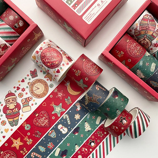 Fita Adesiva, 6 Rolos, Decorativa Com Estampa Natalina Wafu Fofo