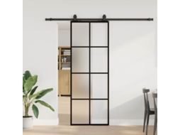 Vidaxl Porta Deslizante C/ Conj. Ferragens 76x205cm Vidro Esg Preto