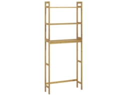 Estante Sobre Sanita Bambu Cor Natural Wood Finish 68x20x165 cm Kleankin