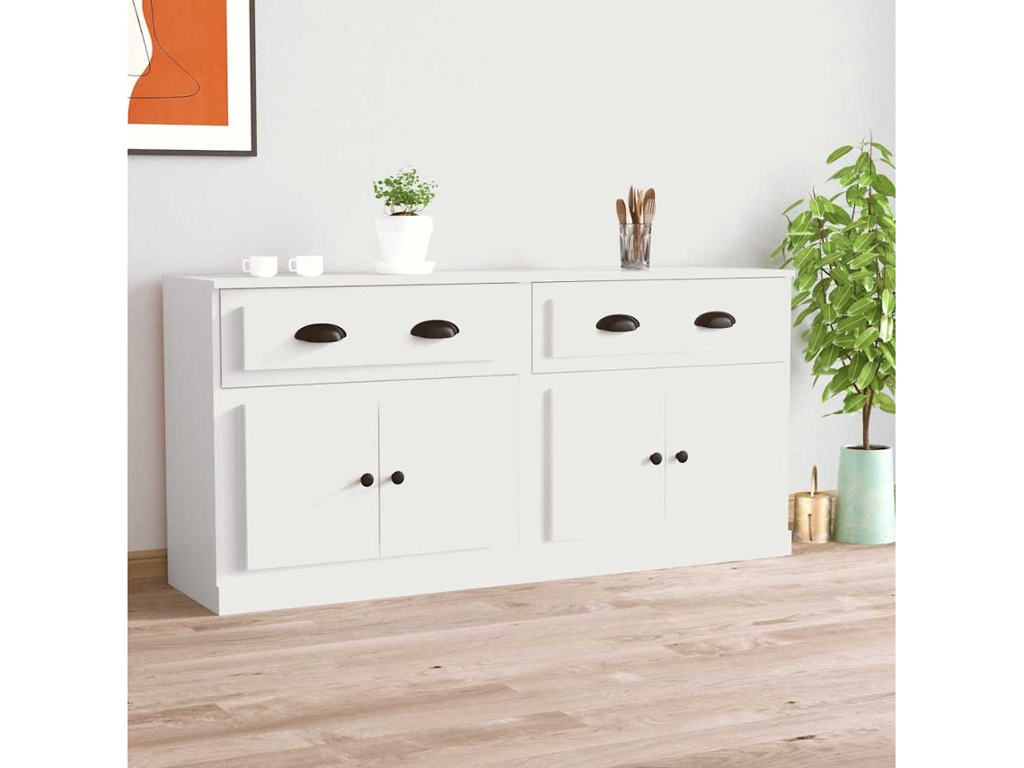 Vidaxl Aparadores 2 Pcs Derivados De Madeira Branco
