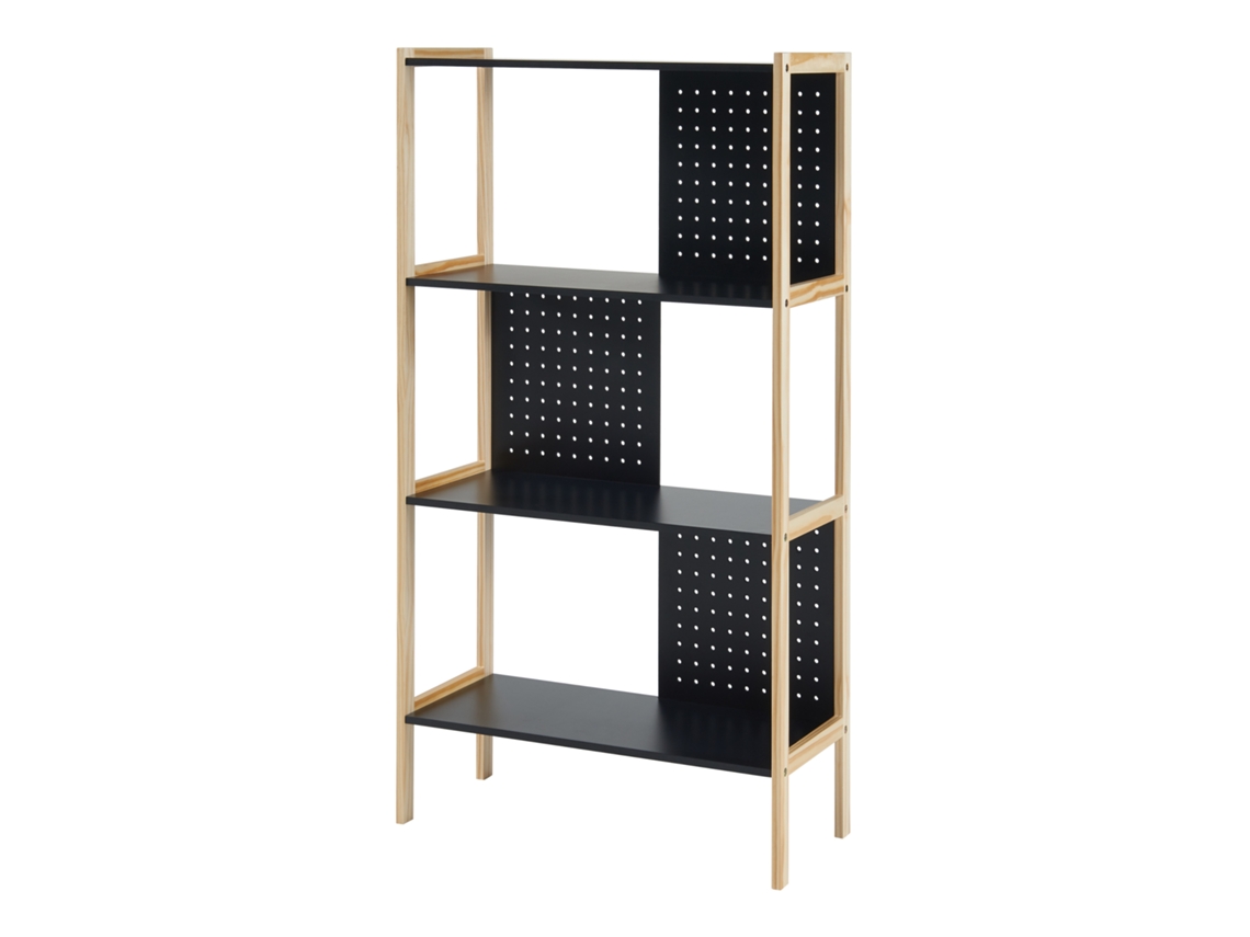 Estantes de Prateleiras Dønna Ypäjä 4 Prateleiras Mdf 120X63X28Cm Preto/Madeira [EN.CASA]