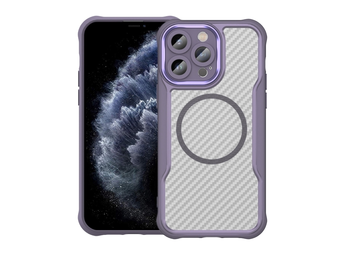 Capa Transparente Para Iphone 11 Pro - Textura De Fibra De Carbono - Magsafe