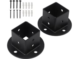 Conjunto De 2 Grampos Fixação No Solo, Medindo 5 X Cm, Âncoras Quadradas Metal Preto Maciço Com Furos Para