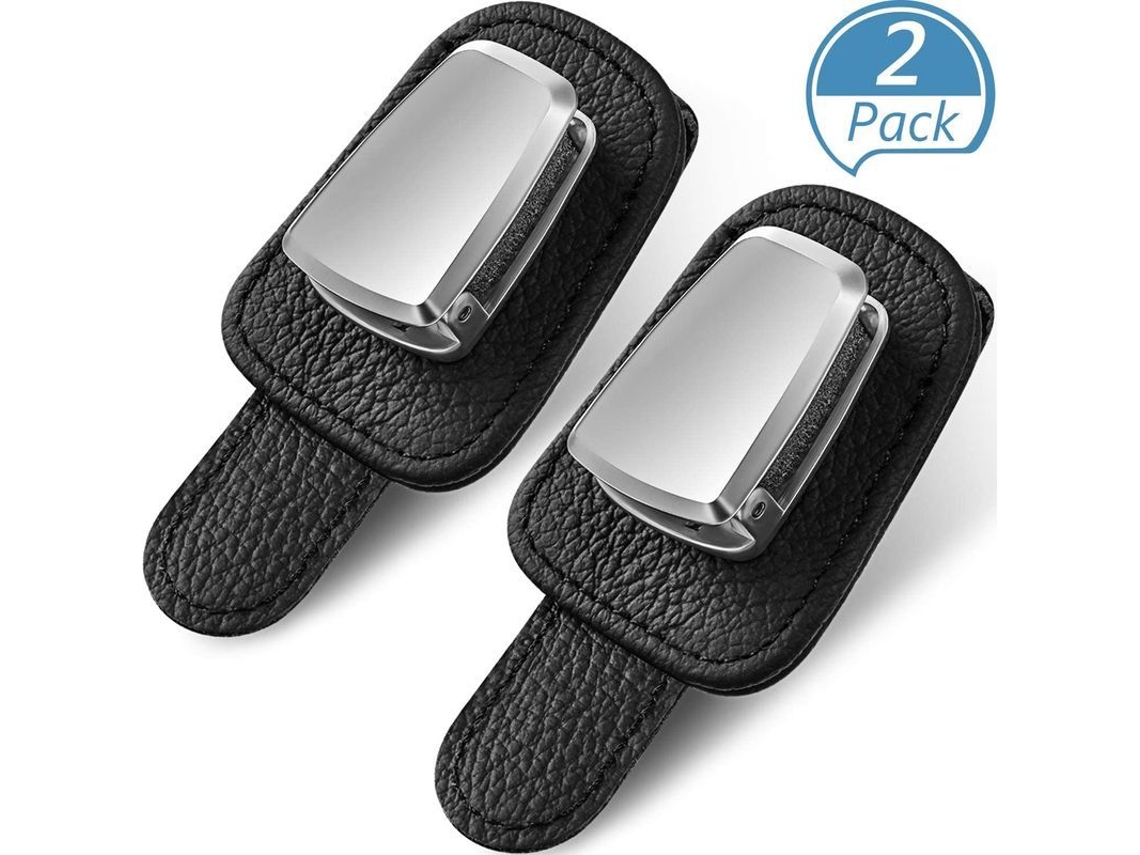 2 Pacotes de Aro Universal para Óculos no Visor do Carro (preto)