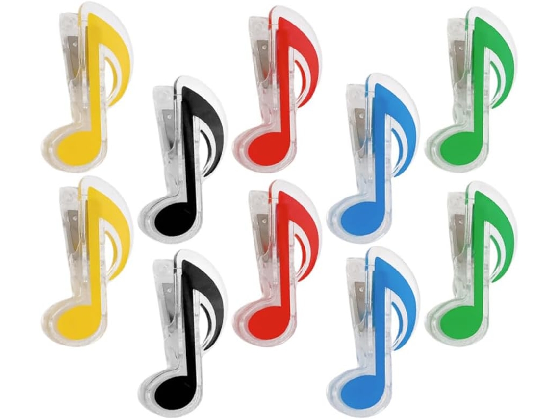 Clips Em Formato De Notas Musicais, 10 Unidades, Leves, Com Fixação Segura, Ideais Para Escritório E Papelaria