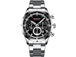 Lurelia Relógio Cronógrafo Masculino, Movimento De Quartzo, Analógico, Data/calendário, Luminoso, Aço Inoxidável, Resistente À Água 30m, Prata E Preto